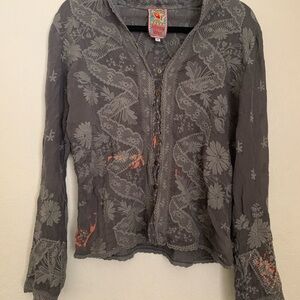 Johnny Was Embroidered Button-Up Blouse Women’s size M *flawed*